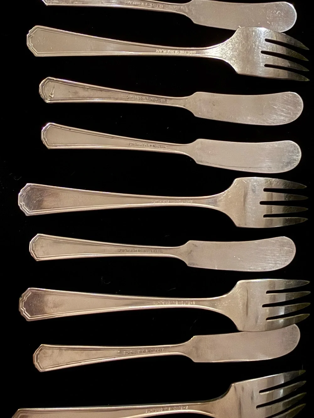 1935 Shelton Silver-plate Salad Fork and Knife set designed by Wm. A. Rogers